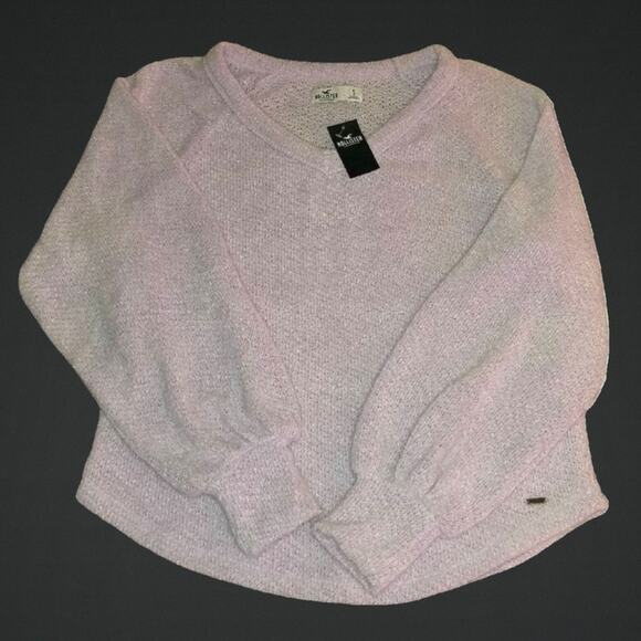 New Womens Soft & Fuzzy Lavender Hollister V-Neck Sweater Bell Sleeve SZ Small - Picture 1 of 5